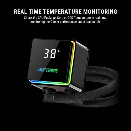 Ant Esports ICEStorm-360 ARGB CPU Liquid Cooler with Temperature Display
